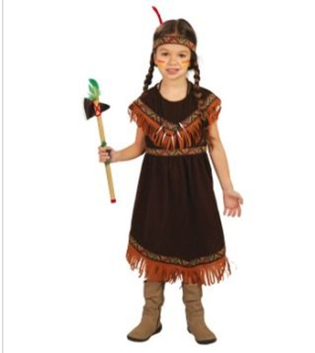 CARNEVALE , COSTUME INDIANA , BAMBINA 7/9 ANNI