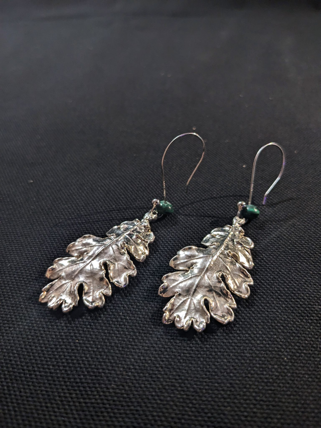 Blacareda - Crochets d'Oreilles Chêne Argent 925, Malachite