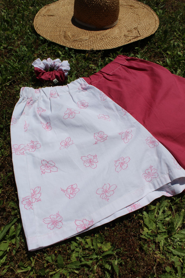 Short bicolore fleurs de cerisier - Taille 1