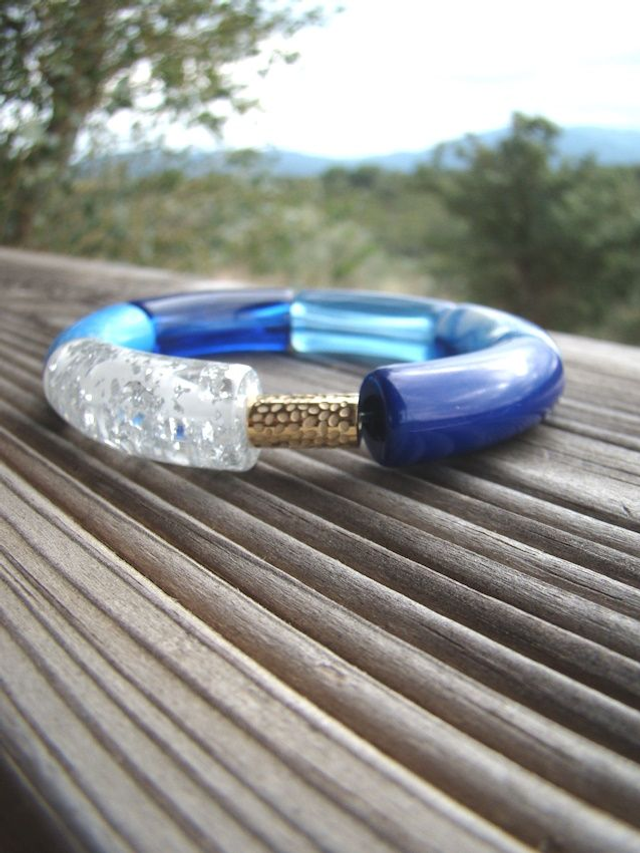 Bracelet perles tubes incurvées Chandra Chandni Raatri