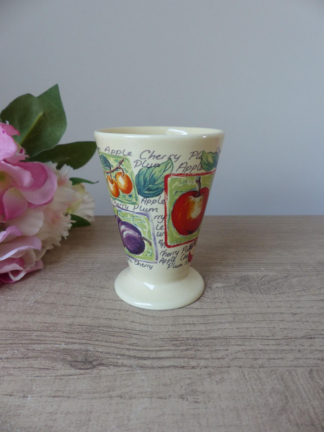 Tasse à thé vintage Churchill – Décor pommes prunes et abricots – Années 1980 – Fabriquée en Angleterre