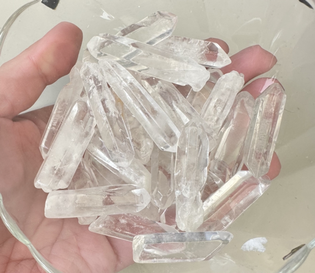 Polished clear quartz raw points 