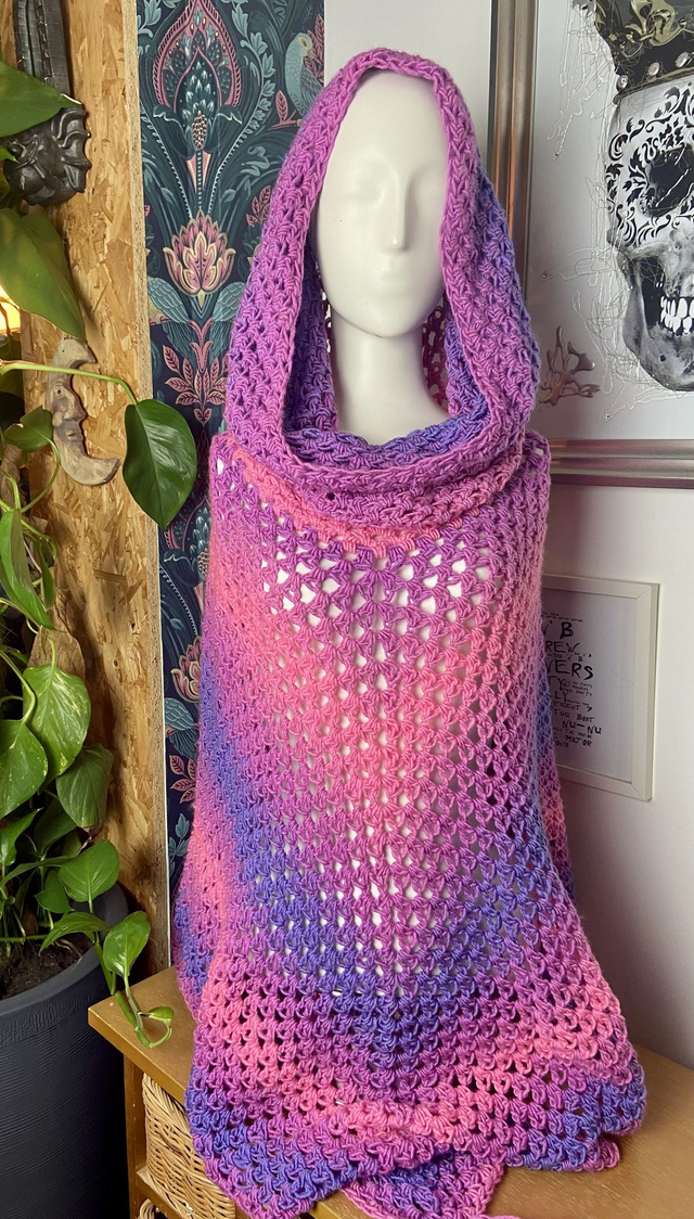 Pink ombré hooded poncho