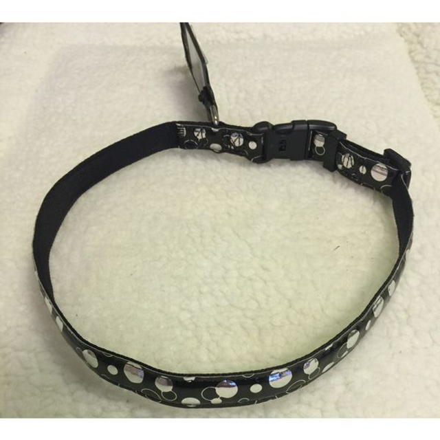 Dog fashion nylon + PU halsband M zwart