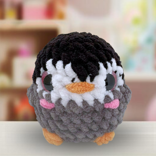 Crochet Chenille Bird Friend, Penguin, Ukca tested