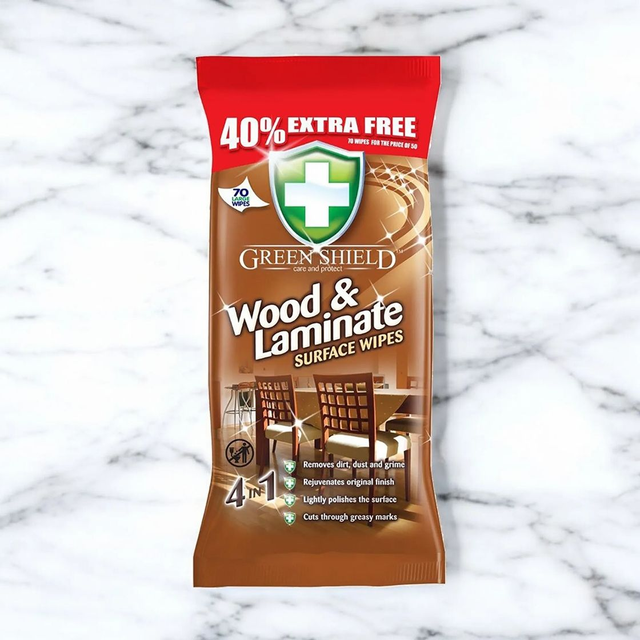Green Shield Wood and Laminate Surface Wipes - 70 Pack