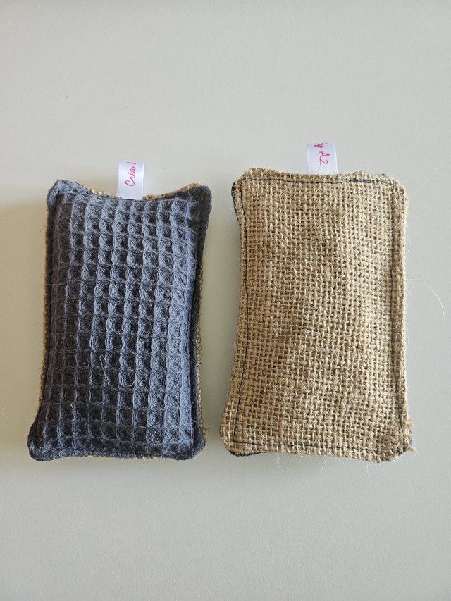Eponge lavable en toile de jute