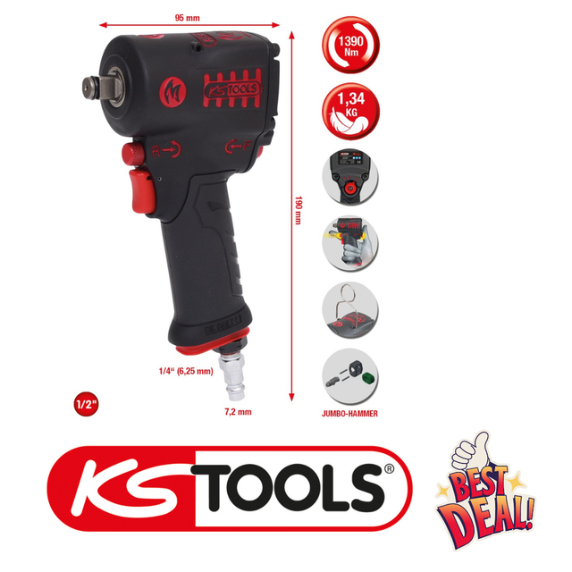 1/2" miniMONSTER Hochleistungs-Druckluft-Schlagschrauber 1.390 Nm