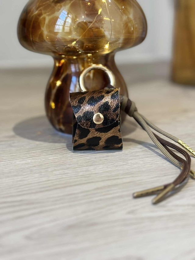 Porte-écouteurs ou Grigri de sac - Léopard caramel