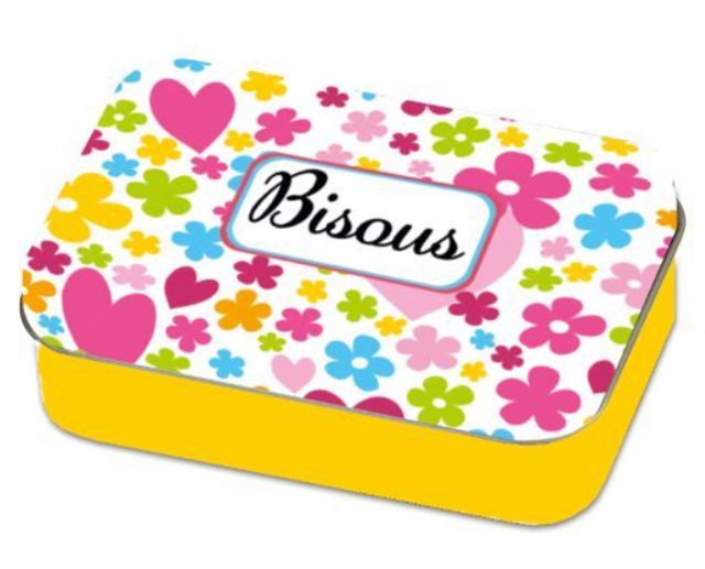 Boite à savon métal décor bisous