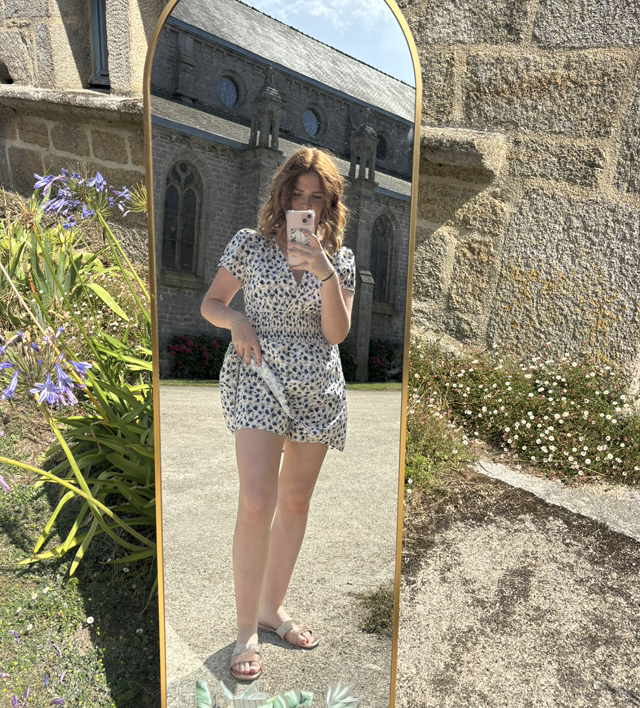 Robe short bleu petite fleurs 