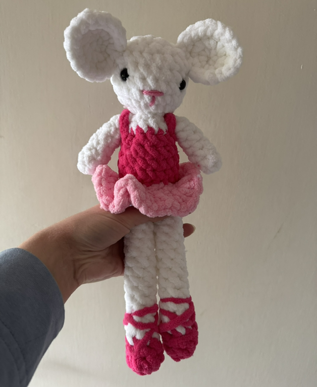 Handmade &amp; Crocheted Ballerina Mouse - Pinks