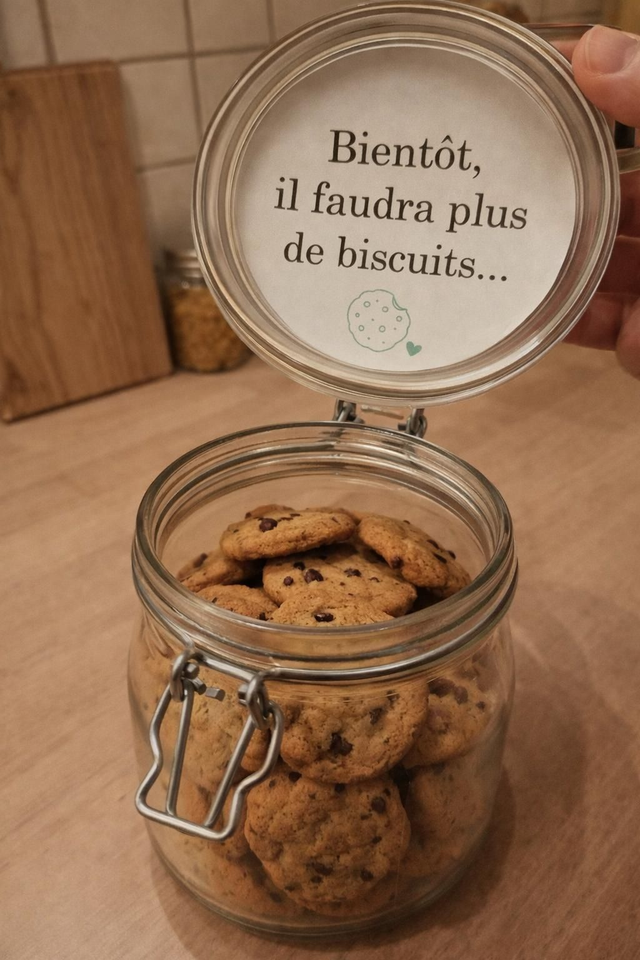 Étiquettes annonce grossesse pour bocal à biscuits – Surprise douce et originale