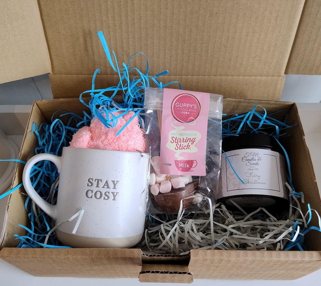 Cosy Mug, Hot Chocolate stirrer, Candle Tin 