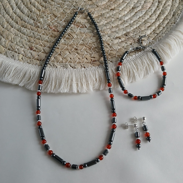 Dames sieradenset Hematiet &amp; Carneool (1.323)