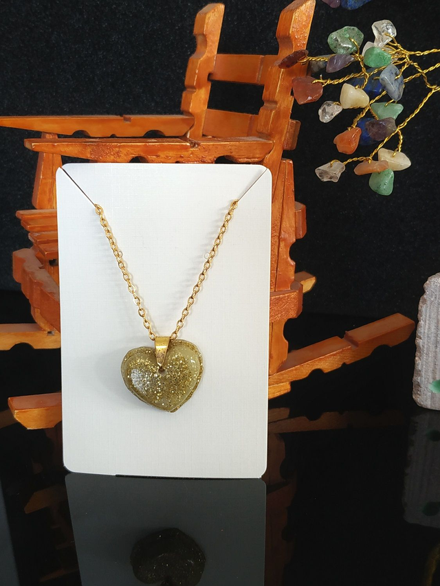 Collier cœur or pailleté