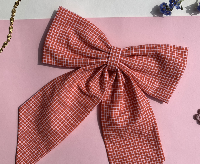 Grid Print Hair Bow 