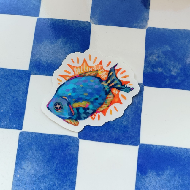 falling fish - vinyl sticker  