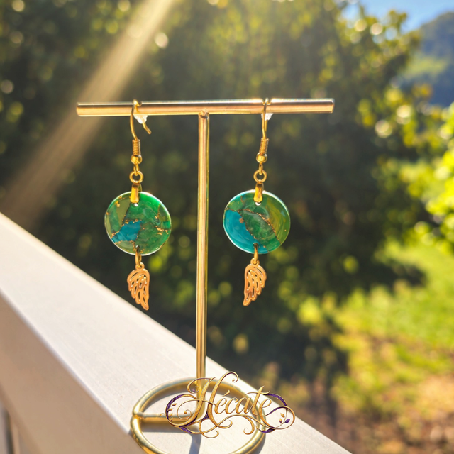 Boucles d'oreilles Ailes d'Emeraude