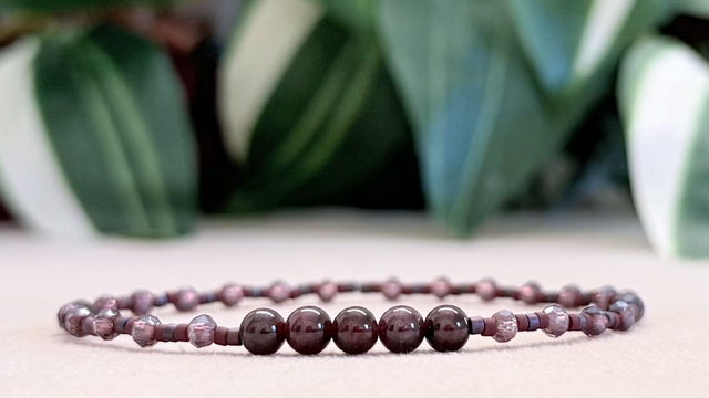 Bracelet | Grenat - Éléments Facettés 2