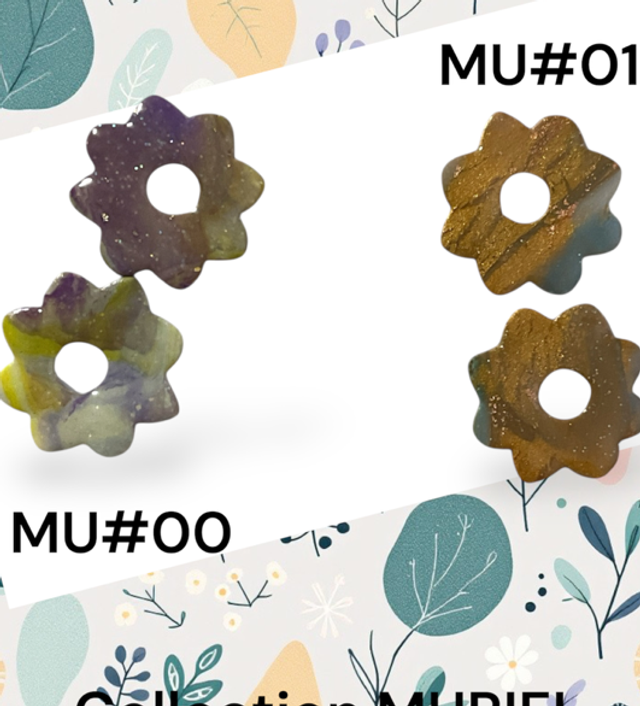 Collection " MURIEL"  duo de pampilles interchangeables en pâte polymère & résine UV vendues sans les créoles