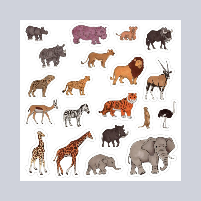 Planches stickers - La savane
