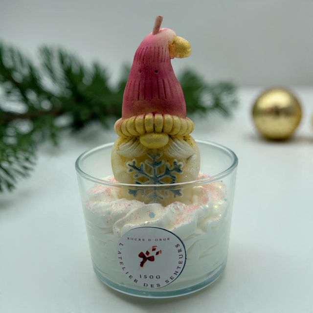 Bougie gourmande Gnome de Noël - sucre d'orge