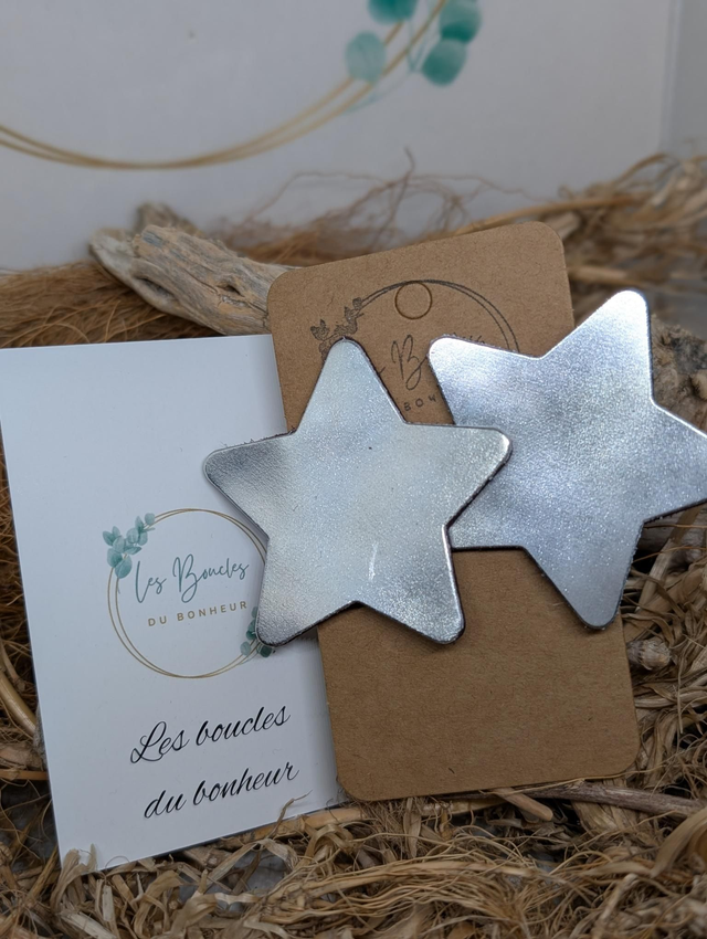 Boucles d&#039;oreilles Étoile argenté miroir st065