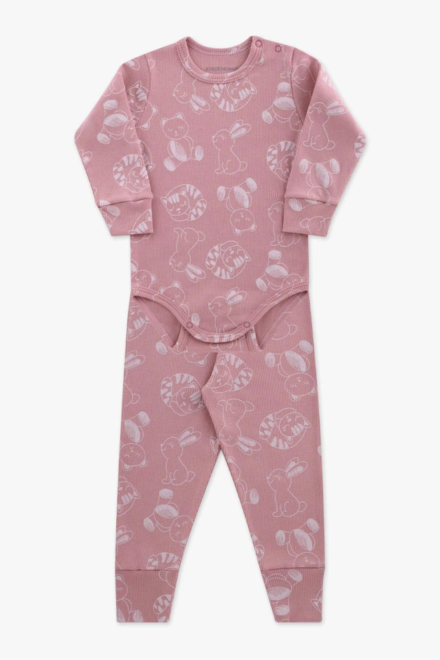 Conjunto Body Longo Canelado 