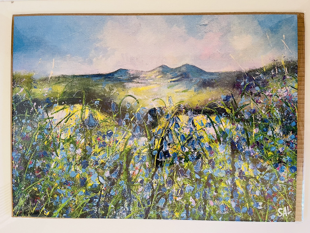 Print- Eildons with Bluebells