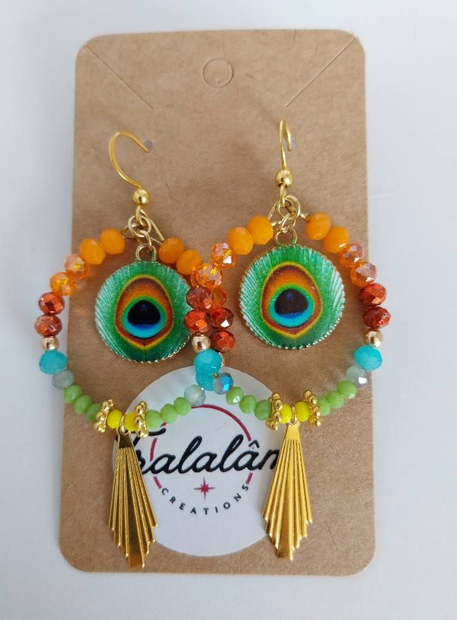 ✨Boucles d’oreilles &quot;paon art déco&quot;✨