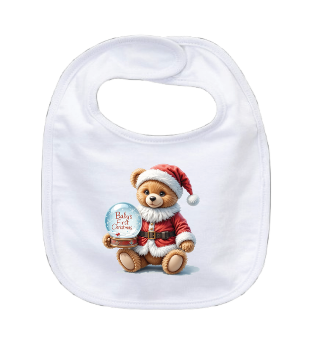 BABY'S 1ST CHRISTMAS - 0–3 Month Baby Bib – White | Adroit Baby