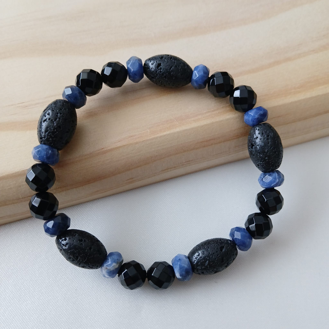 Herenarmband Sodaliet, Onyx &amp; Lavasteen (2.050)