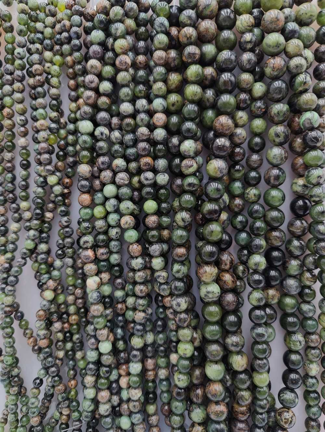 Serpentine de Chine - Perles polies