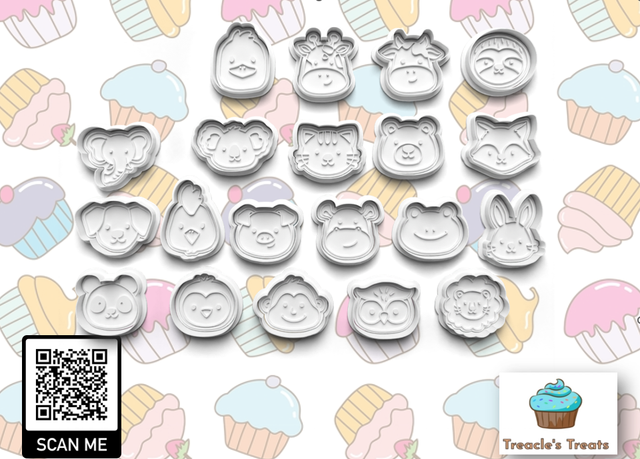 Animal Heads Theme Fondant/cookie stamps with cutters