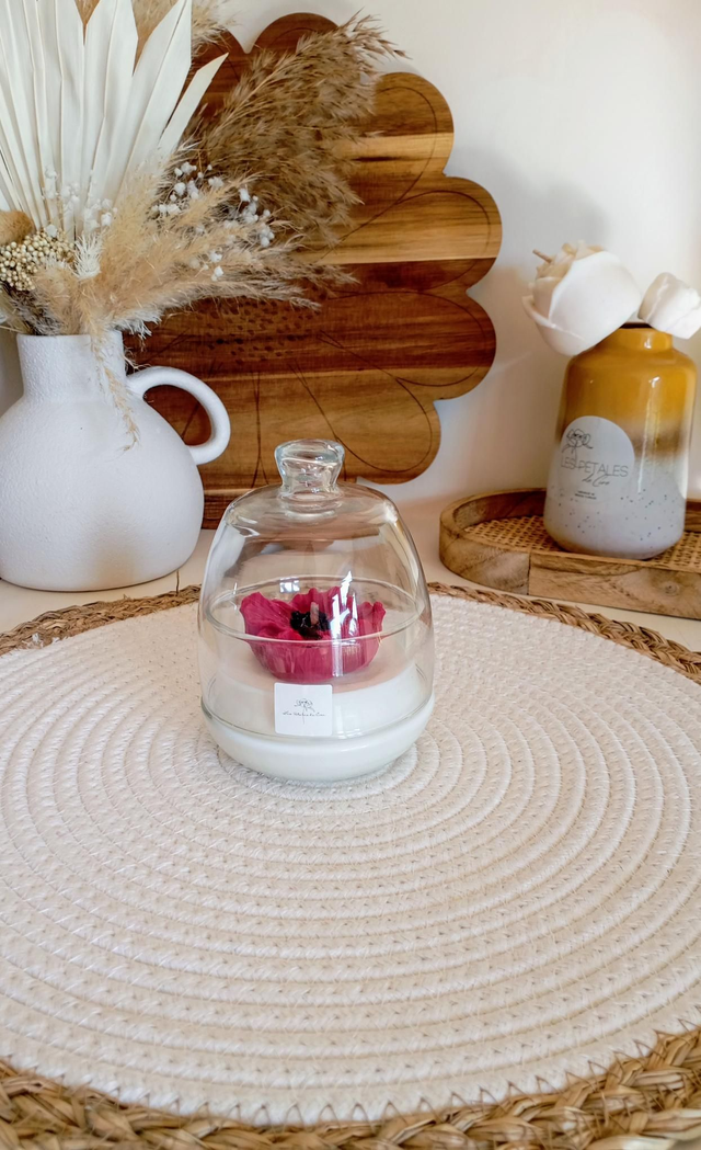 Bougie Fleur Coquelicot | Cloche en verre 