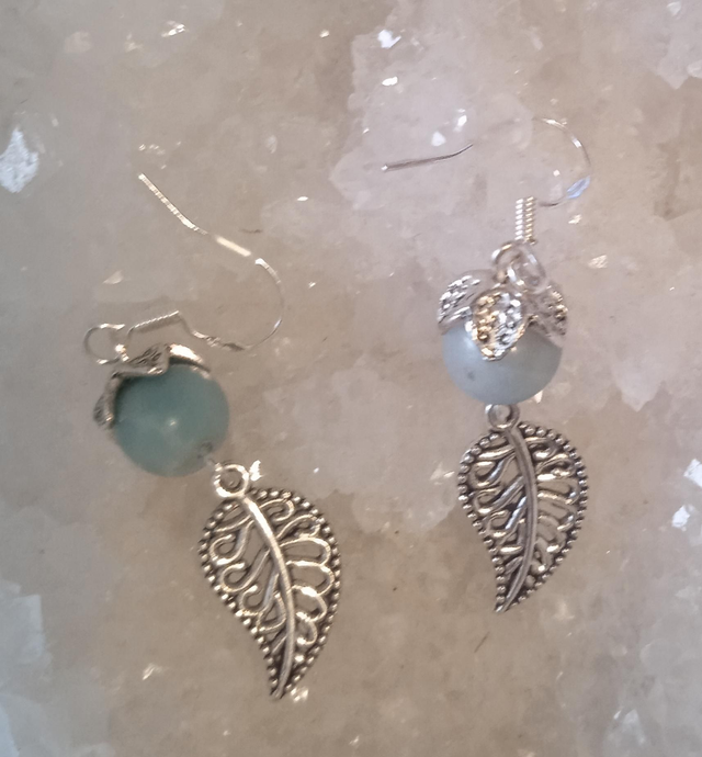 amazonite (boucles d'oreilles "feuilles") 