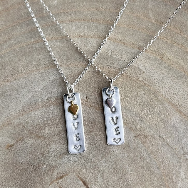 Brushed silver love necklace 