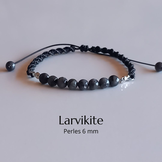 Bracelet ajustable en Larvikite