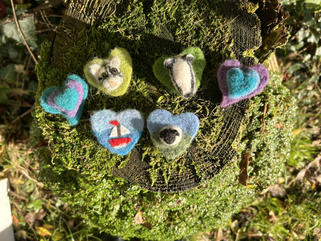 Needle Felt Heart Shaped Brooches