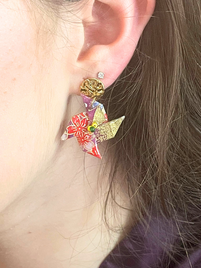 Boucles d’oreilles « Moulins en Papier Japonais »