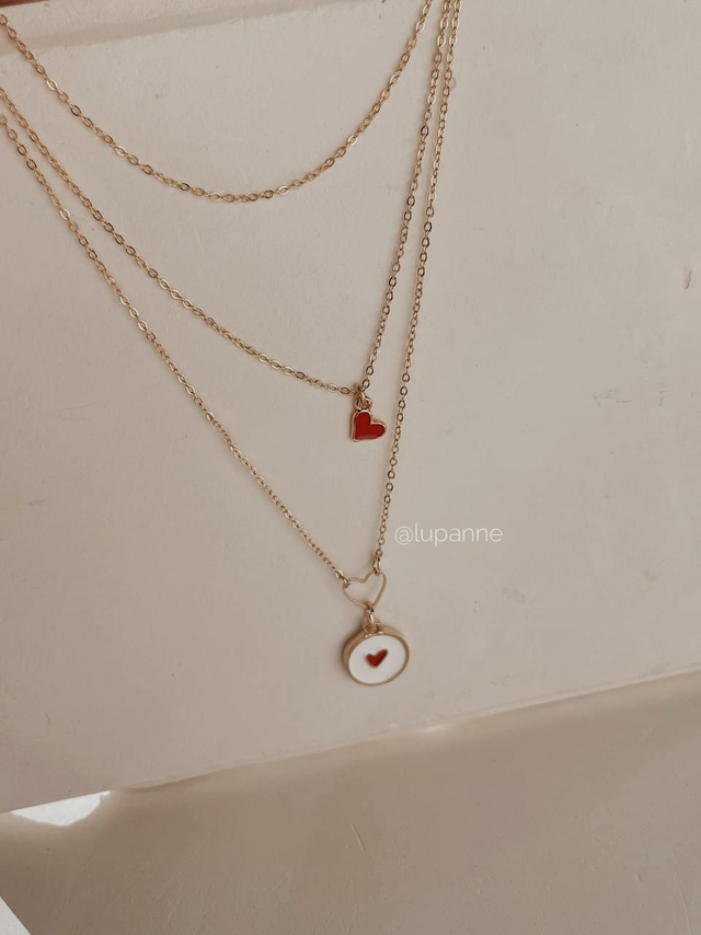 Triple collier Corazon Rojo 
