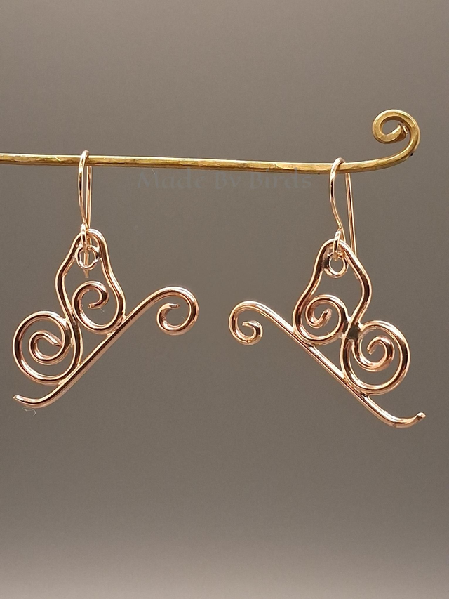 Handmade Solid Bronze Butterfly Earrings - Artisan Wire Wrap Nature Jewelry