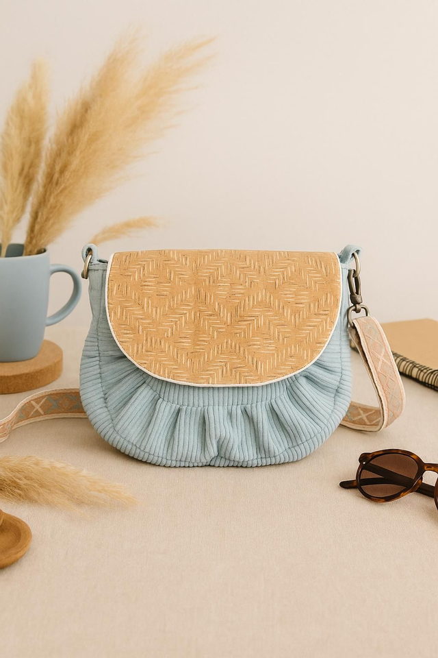 Sac a main velour et liège 