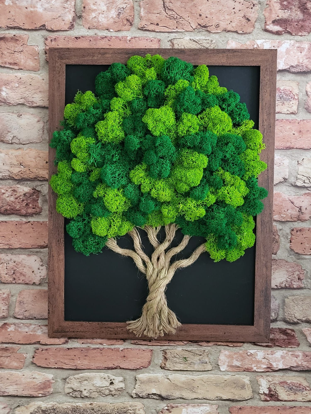 Moss Tree /dark wood frame/