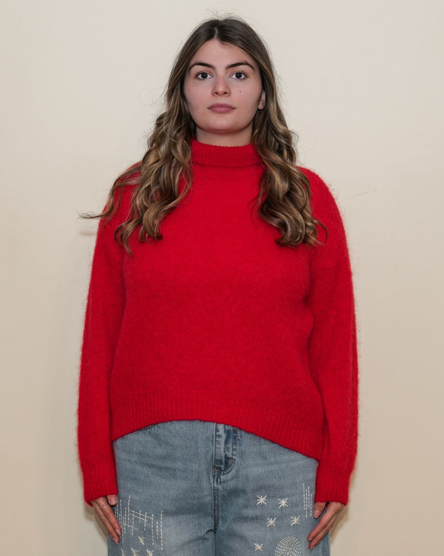 Maglione mohair collo alto