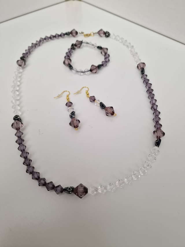 Parure Bijoux Trois Pièces Noires Blanches