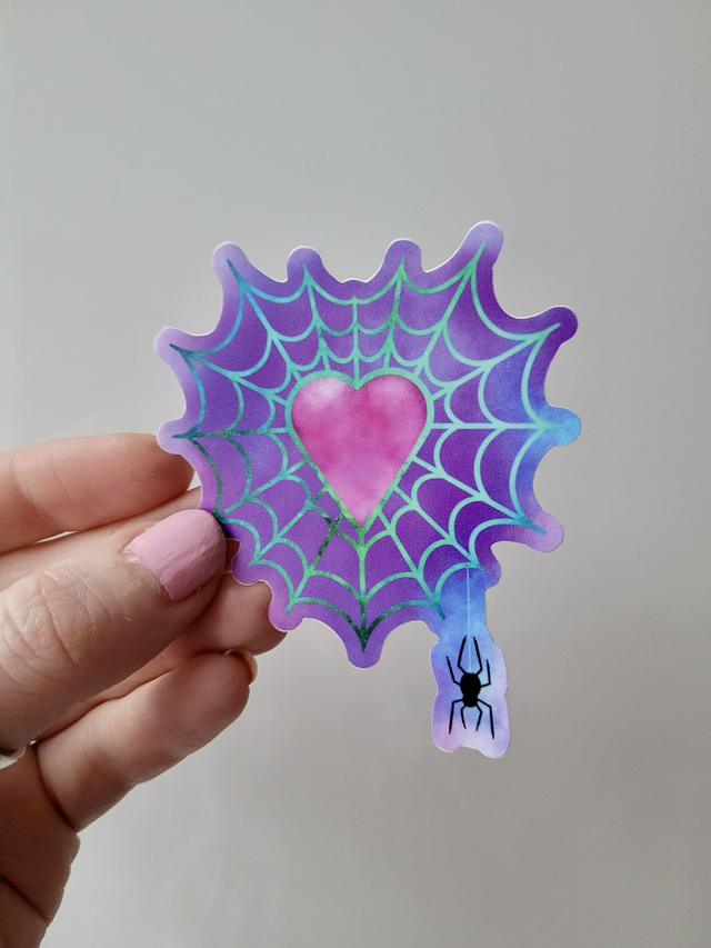 Heart Web &amp; Spider Vinyl Sticker