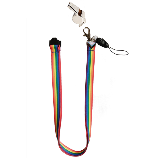 Safety lanyard in Progressive Pride Flag Colours with Whistle