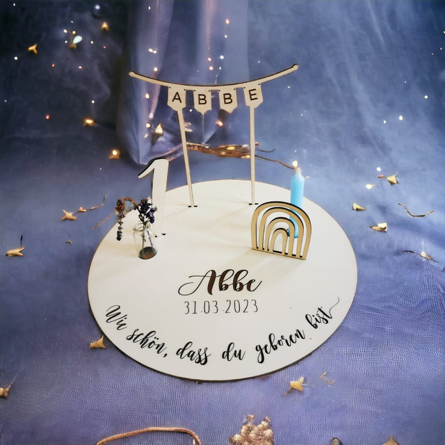 Geburtstagsteller mit Vase und Kerze personalisiert